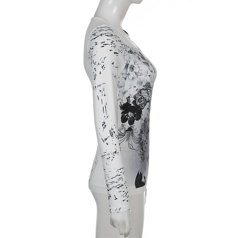 T-shirt imprimé graphique en strass.