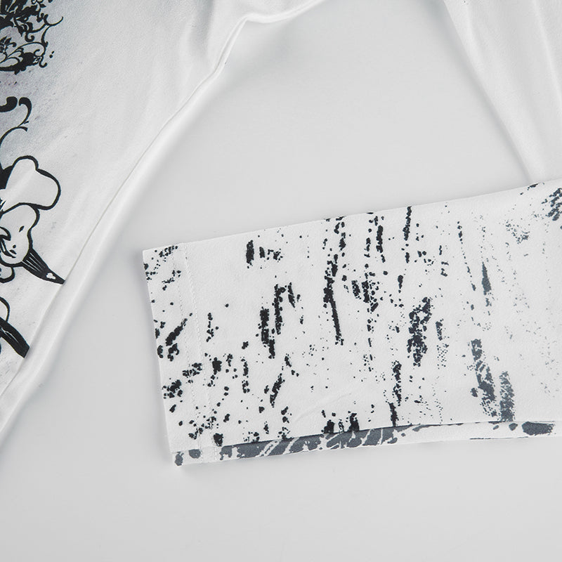T-shirt imprimé graphique en strass.