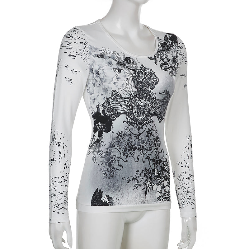 T-shirt imprimé graphique en strass.