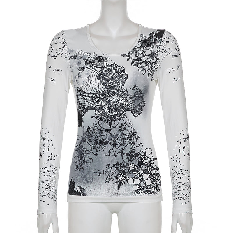 T-shirt imprimé graphique en strass.
