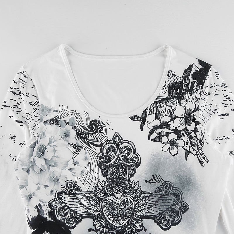 T-shirt imprimé graphique en strass.