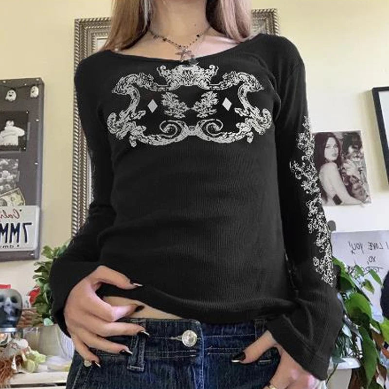T-shirt imprimé graphique en strass.