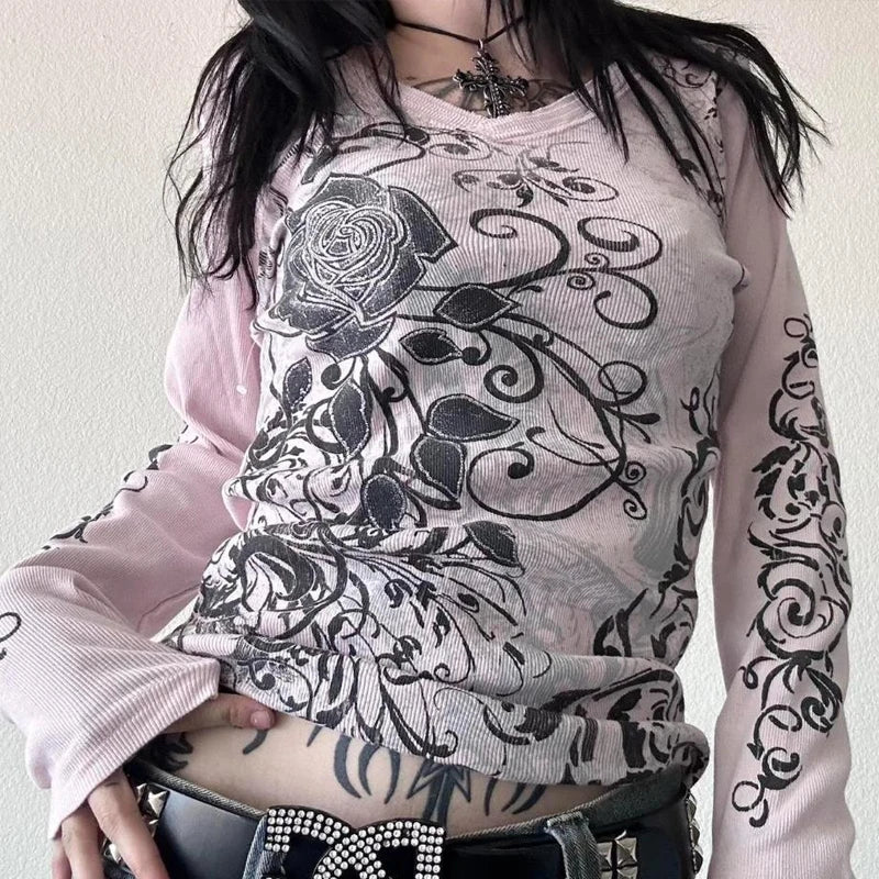 T-shirt imprimé graphique en strass.