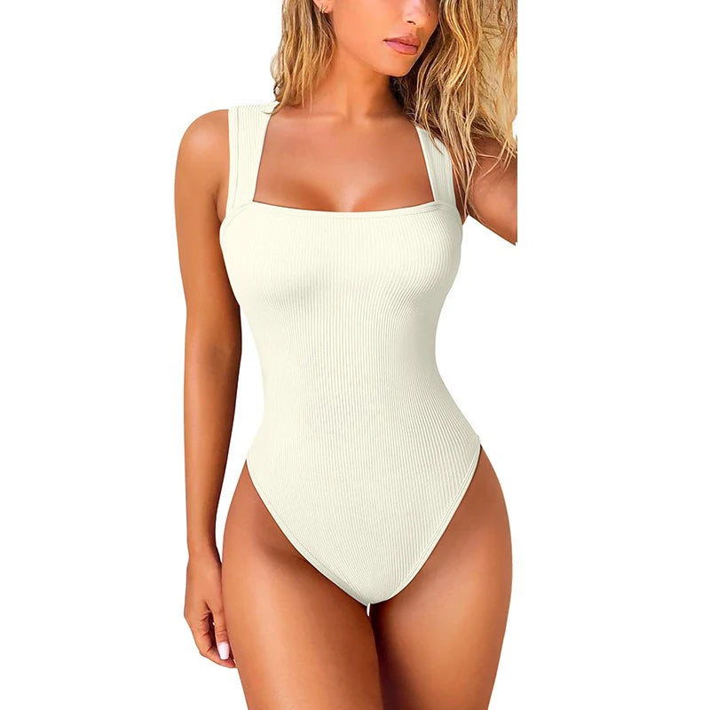 Bodysuit GUUDIA Sexy Summer High Waist for Women Bodysuit Comfortable Square Collar  Shapewear Ultra Elastic Slim Thong Shapewear Jumpsuit