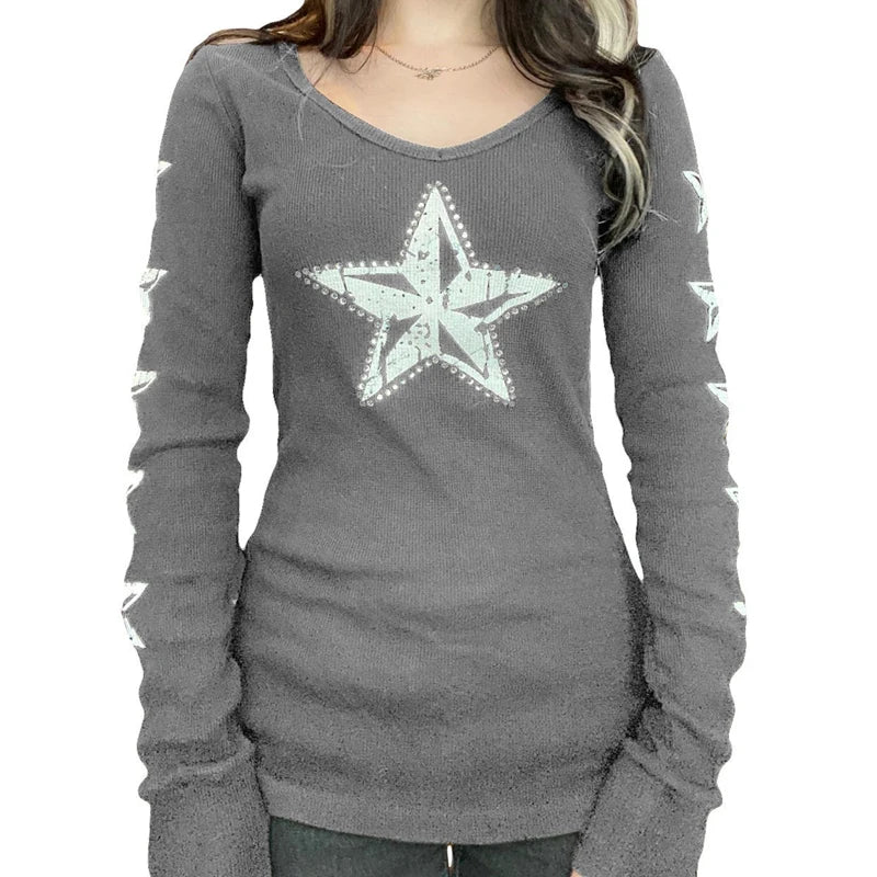 Rhinestone Graphic Print T-shirt.