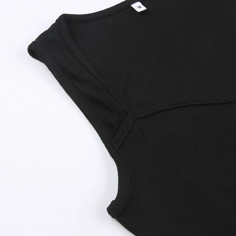 2025 Basic Knit Long Dress Korean Fashion Square Collar Sleeveless Women's Dresses Summer.