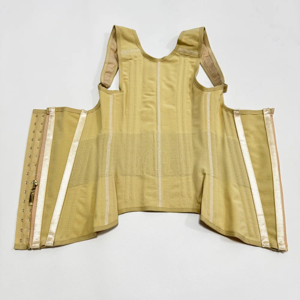 Fajas Colombianas Body Shaper Shapewear Women Vest Tops Double Compression Waist Trainer Corset Adjustable Zipper and Hook-eyes