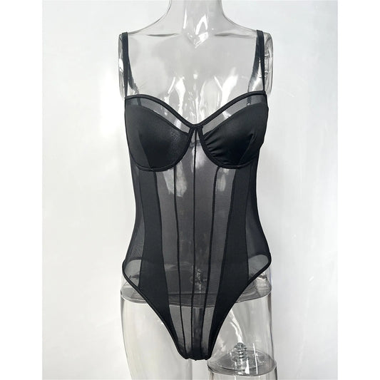 Corset amincissant en dentelle et maille pour femme, vêtement tendance, chaîne métallique, style streetwear