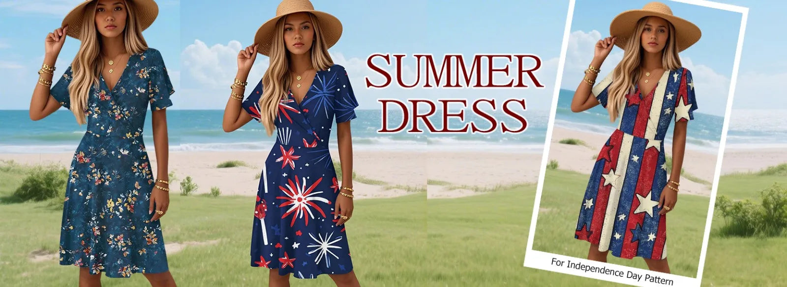 Women's Floral Short Sleeves Long Dress V-neck Sexy Casual Loose Elegant Dress Beach Hawaiian Holiday