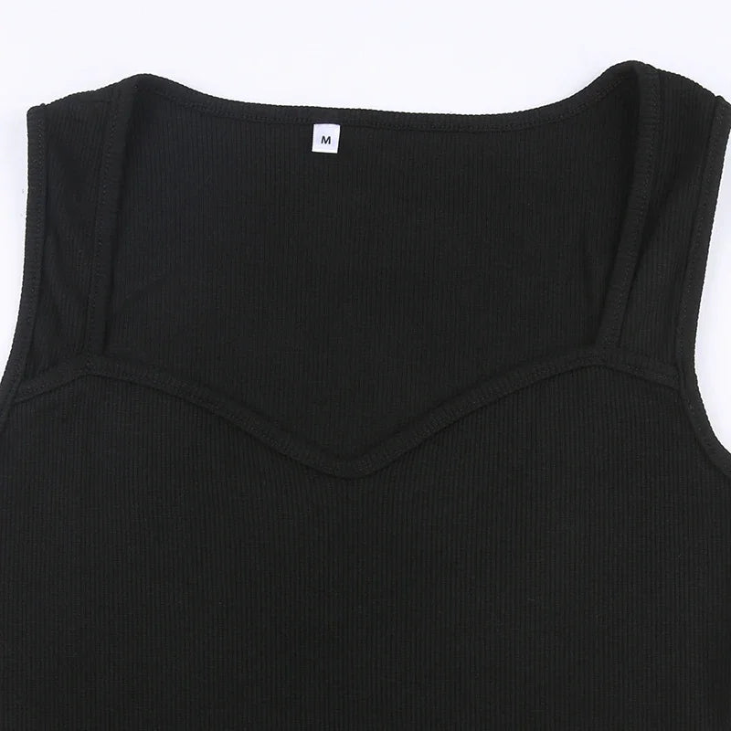 2025 Basic Knit Long Dress Korean Fashion Square Collar Sleeveless Women's Dresses Summer.