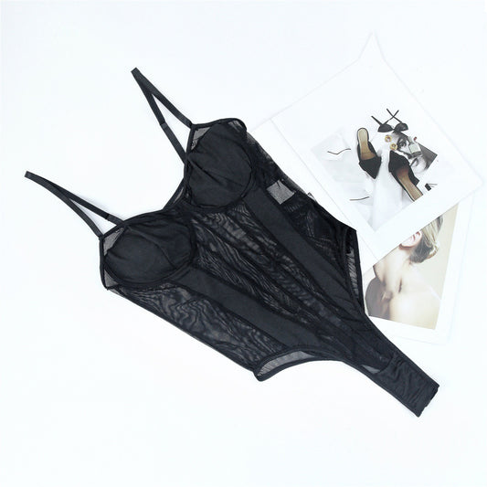 Corset amincissant en dentelle et maille pour femme, vêtement tendance, chaîne métallique, style streetwear
