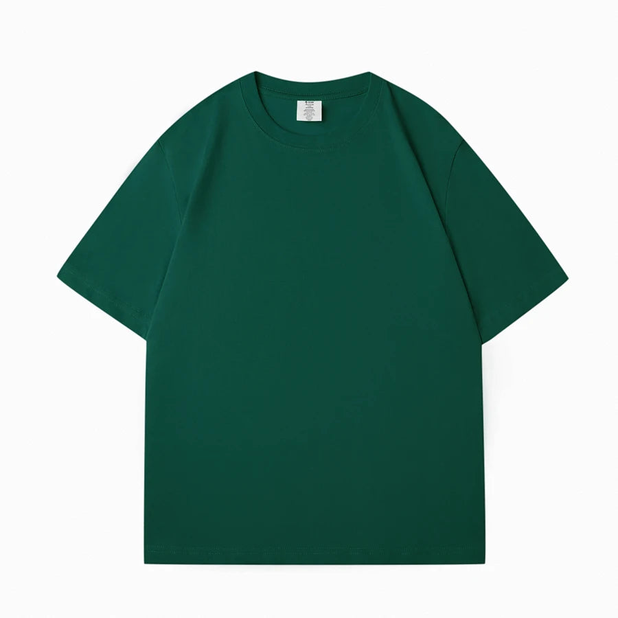 WAVLATII New Women Solid Cotton T shirts Female Dark Green Oversized Casual Soft Tees Unisex Short Sleeve Summer Tops