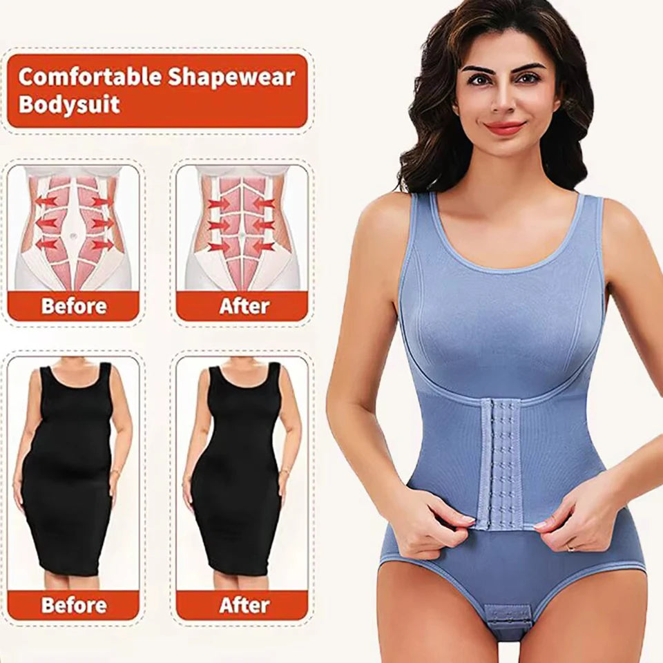 2025 New Bodysuit Shapewear With Zipper Belt Women Tummy Control Fajas Body Shaper Waist Trainer Slimming Cincher Corset Tops