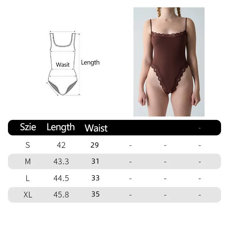 Women Lace Bodysuit Shaperwear Square Neck Sleeveless Spaghetti Strap Jumpsuit Slimming Bodycon Rompers Tank Tops