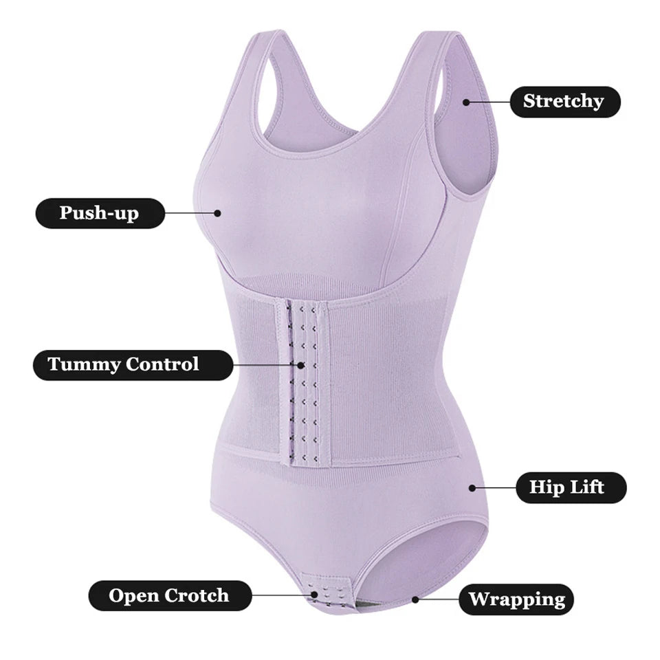 2025 New Bodysuit Shapewear With Zipper Belt Women Tummy Control Fajas Body Shaper Waist Trainer Slimming Cincher Corset Tops