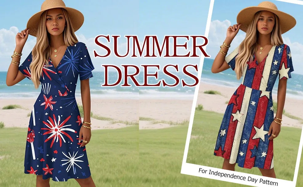 Women's Floral Short Sleeves Long Dress V-neck Sexy Casual Loose Elegant Dress Beach Hawaiian Holiday