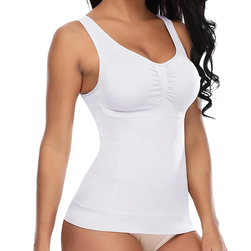 Women's Tummy Control Shapewear Classic 2-IN-1 with Padded Bra, High Elastic Stretch Vest Body Shaper Slim Up Lift Corset