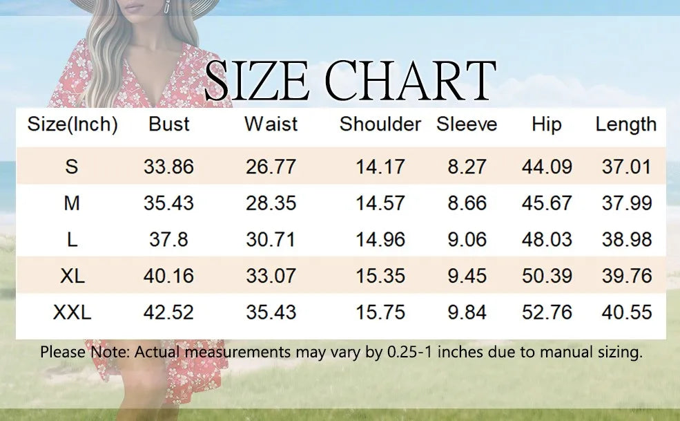 Women's Floral Short Sleeves Long Dress V-neck Sexy Casual Loose Elegant Dress Beach Hawaiian Holiday
