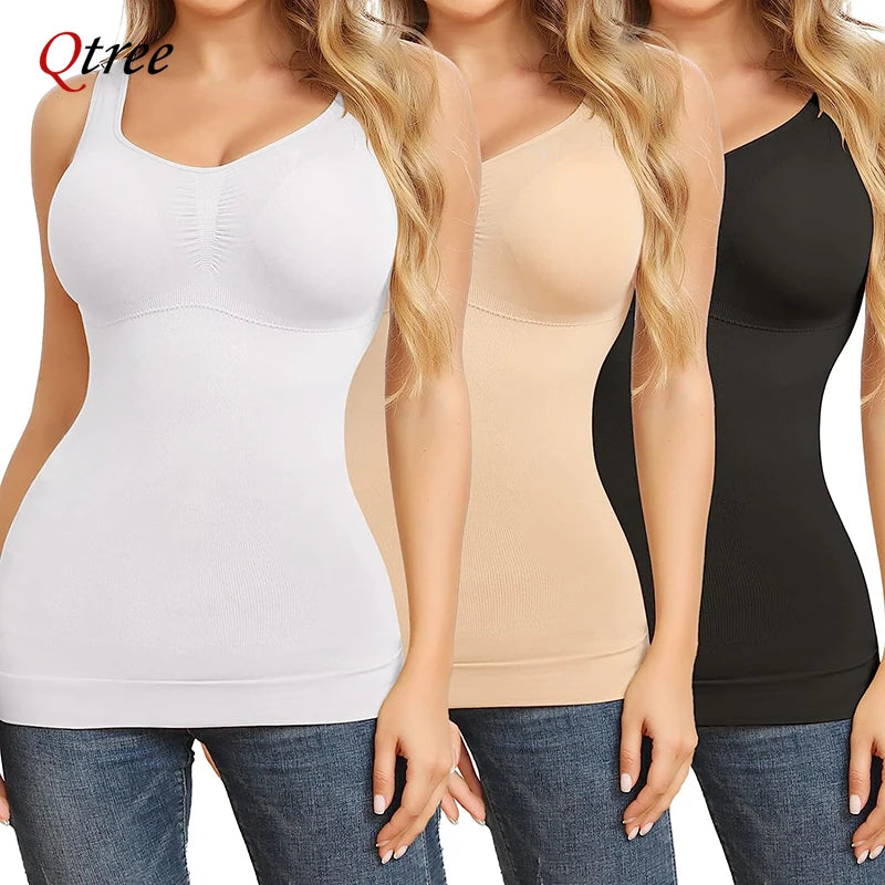 Women's Tummy Control Shapewear Classic 2-IN-1 with Padded Bra, High Elastic Stretch Vest Body Shaper Slim Up Lift Corset