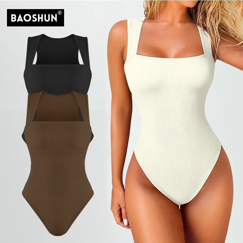Bodysuit GUUDIA Sexy Summer High Waist for Women Bodysuit Comfortable Square Collar  Shapewear Ultra Elastic Slim Thong Shapewear Jumpsuit