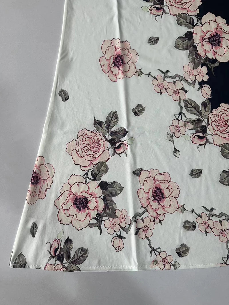 2025 European and American Cross Border Women's New Dress V-neck Sleeveless Sexy Printed Large Hem Foreign Trade Dress