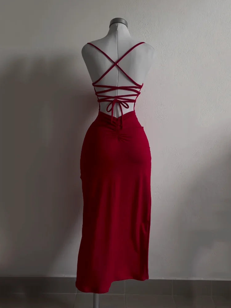 2025's explosive summer dress with high sensibility, halter strap, and Spice Girl-inspired bag hip dress!