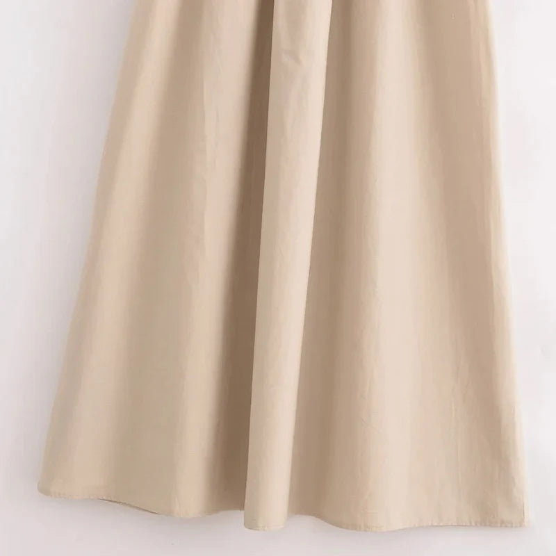 TRAF Khaki Elegant Long Dresses 2025 Women's Spring Sleeveless Black Dresses Fashion Casual Party Y2k Dress Vestidos For Female