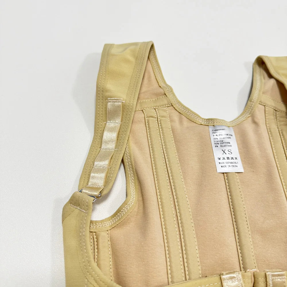 Fajas Colombianas Body Shaper Shapewear Women Vest Tops Double Compression Waist Trainer Corset Adjustable Zipper and Hook-eyes