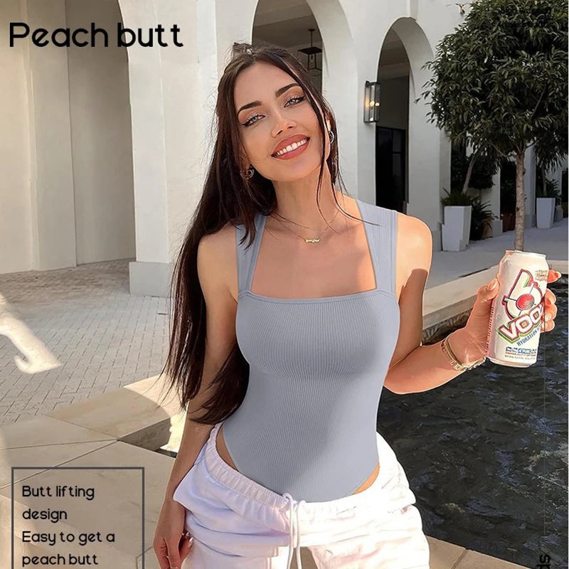 Bodysuit GUUDIA Sexy Summer High Waist for Women Bodysuit Comfortable Square Collar  Shapewear Ultra Elastic Slim Thong Shapewear Jumpsuit
