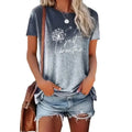 2025 New Spring Summer Women's T Shirt--Dandelion Gradient Printed Top Fashion Clothing Short Sleeve Matching  Clothes