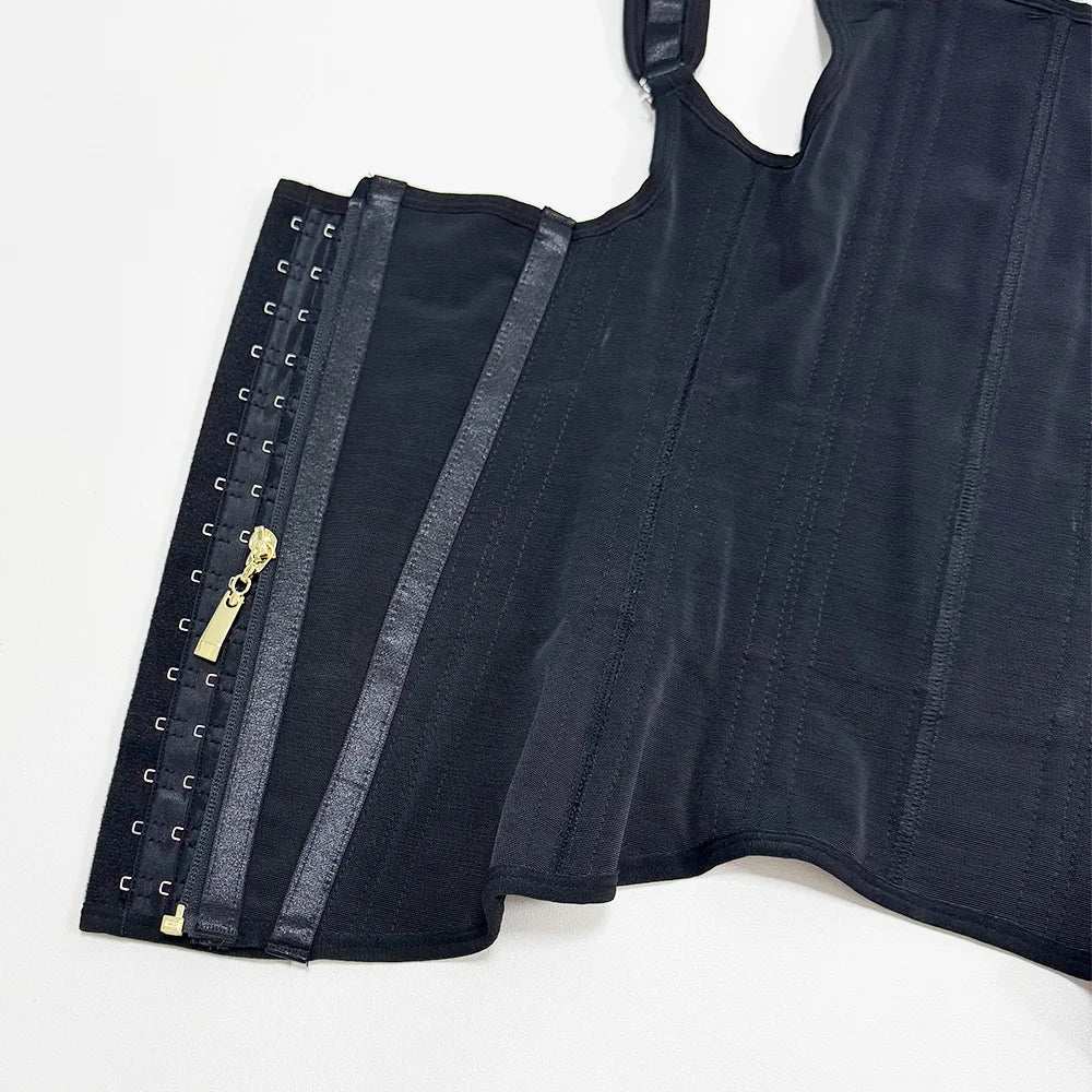 Fajas Colombianas Body Shaper Shapewear Women Vest Tops Double Compression Waist Trainer Corset Adjustable Zipper and Hook-eyes