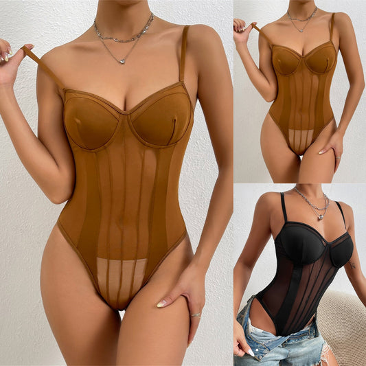 Corset amincissant en dentelle et maille pour femme, vêtement tendance, chaîne métallique, style streetwear