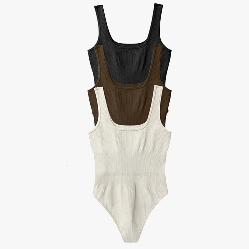 2025 New Square Neck Tummy Control Thong Body Shaper Seamless Sculpting Bodysuit Shapewear Women Ribbed Slimming Tank Tops