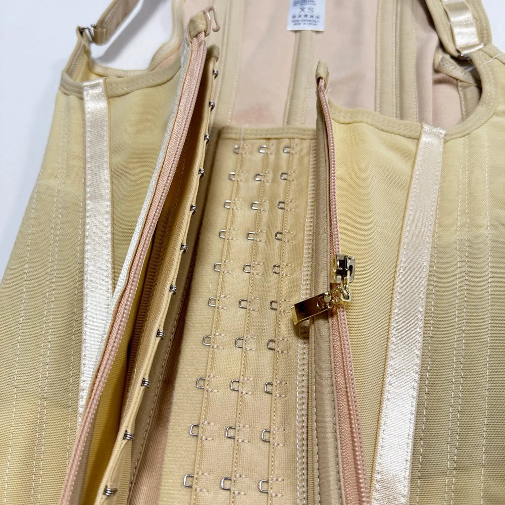 Fajas Colombianas Body Shaper Shapewear Women Vest Tops Double Compression Waist Trainer Corset Adjustable Zipper and Hook-eyes