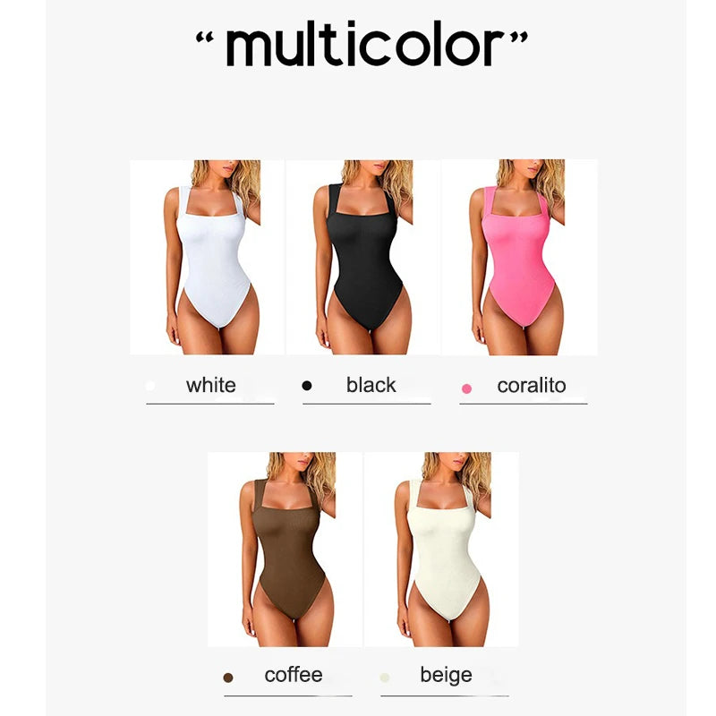 Bodysuit GUUDIA Sexy Summer High Waist for Women Bodysuit Comfortable Square Collar  Shapewear Ultra Elastic Slim Thong Shapewear Jumpsuit